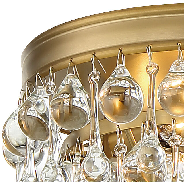 Calypso 3 Light 10.5 inch Vibrant Gold Flush Ceiling Light