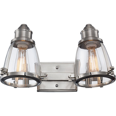 Boston 2 Light 16 inch Brushed Nickel Vanity Bar Wall Light