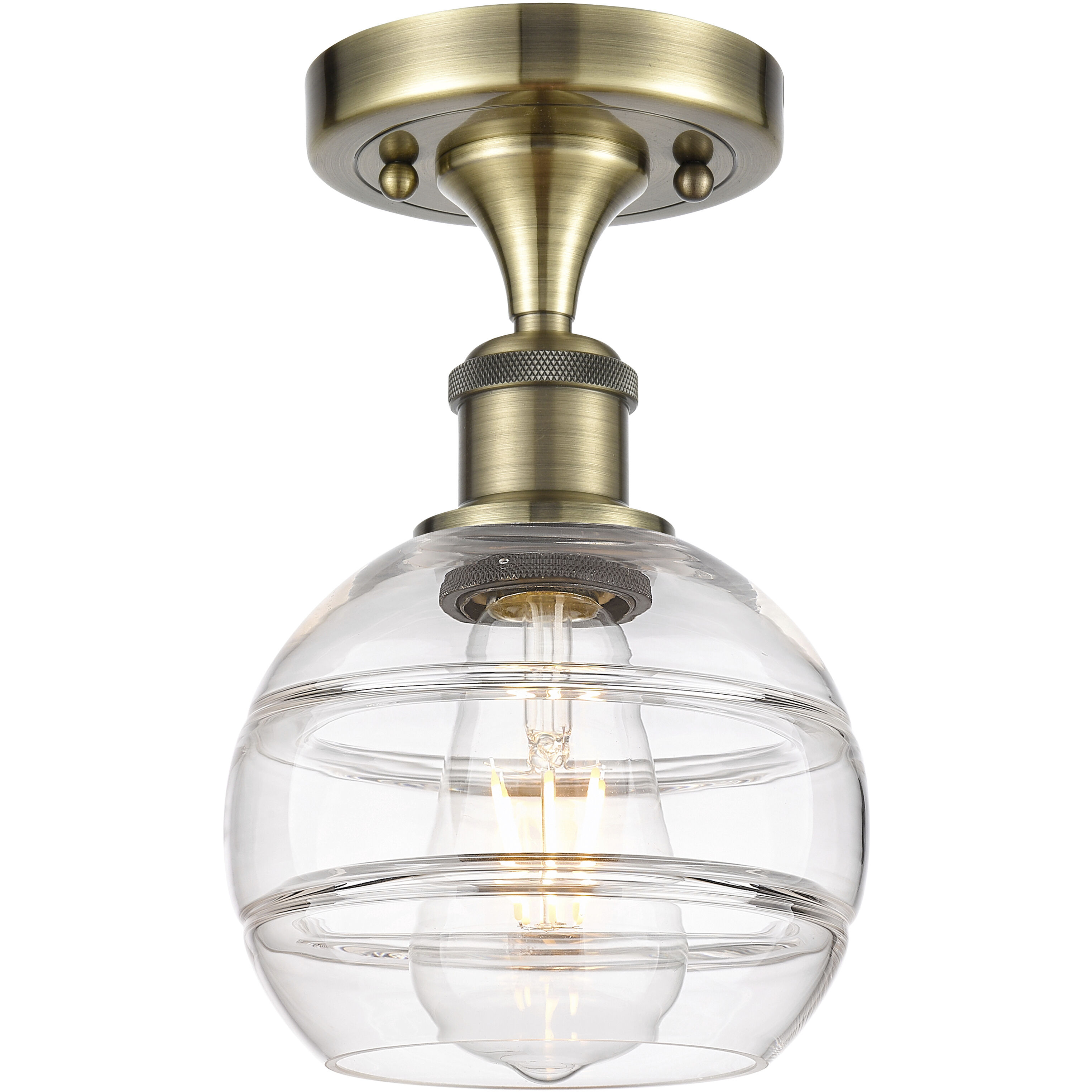 Ballston Rochester 1 Light 5.88 inch Antique Brass Semi-Flush Mount Ceiling Light