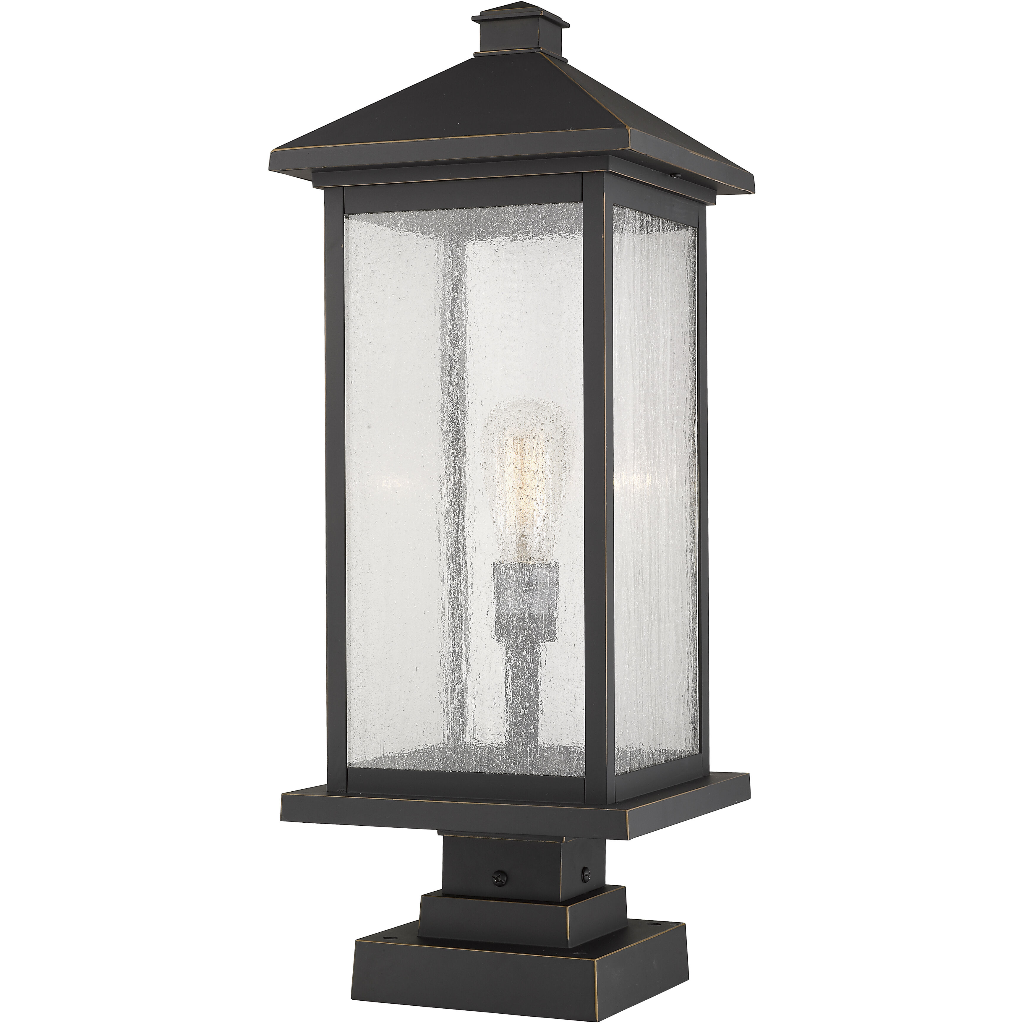 Portland 1 Light 25 inch Oil Rubbed Bronze Outdoor Pier Mounted Fixture in Clear Beveled Glass, 12.5