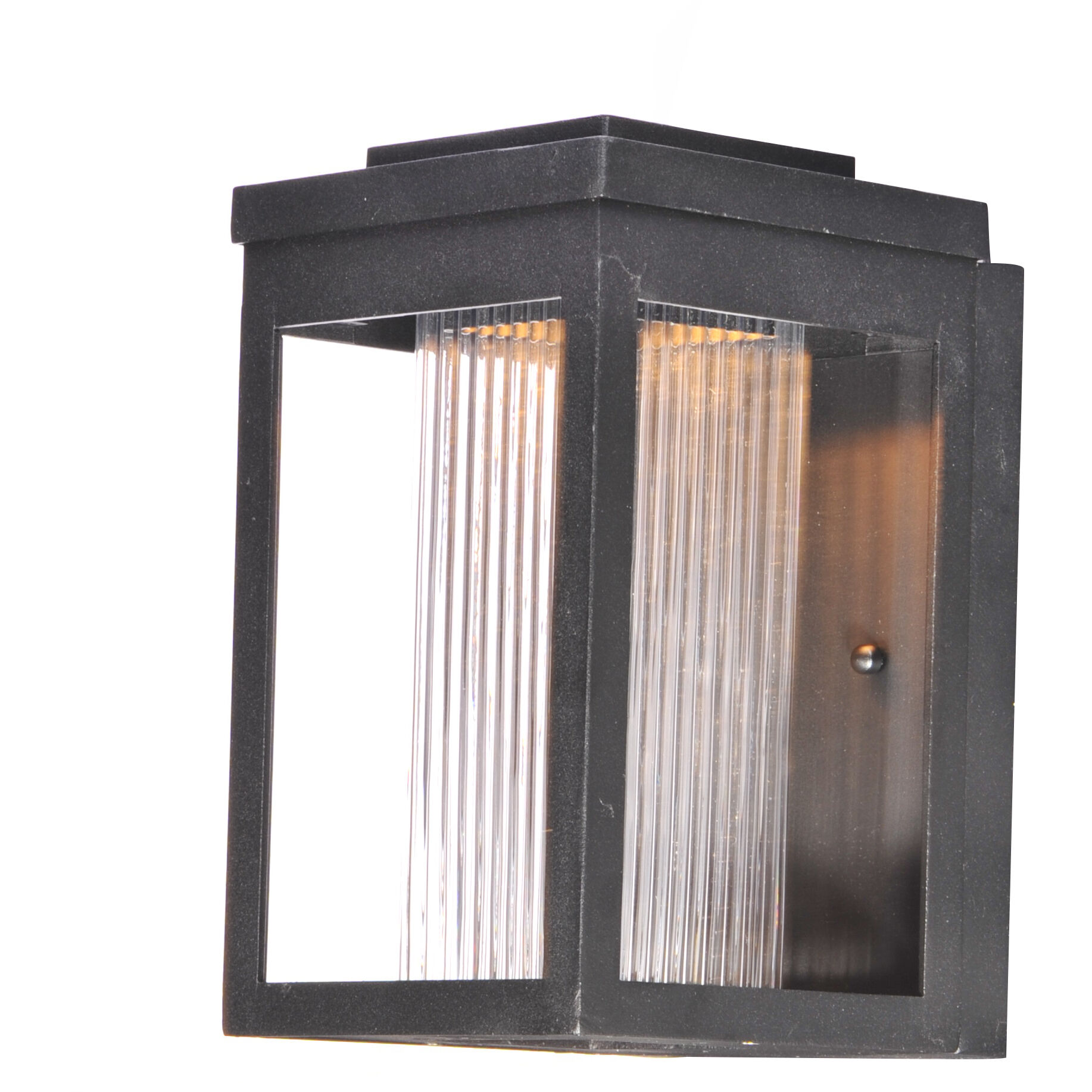 Salon LED LED 10 inch Black Outdoor Wall Sconce in Clear Ribbed