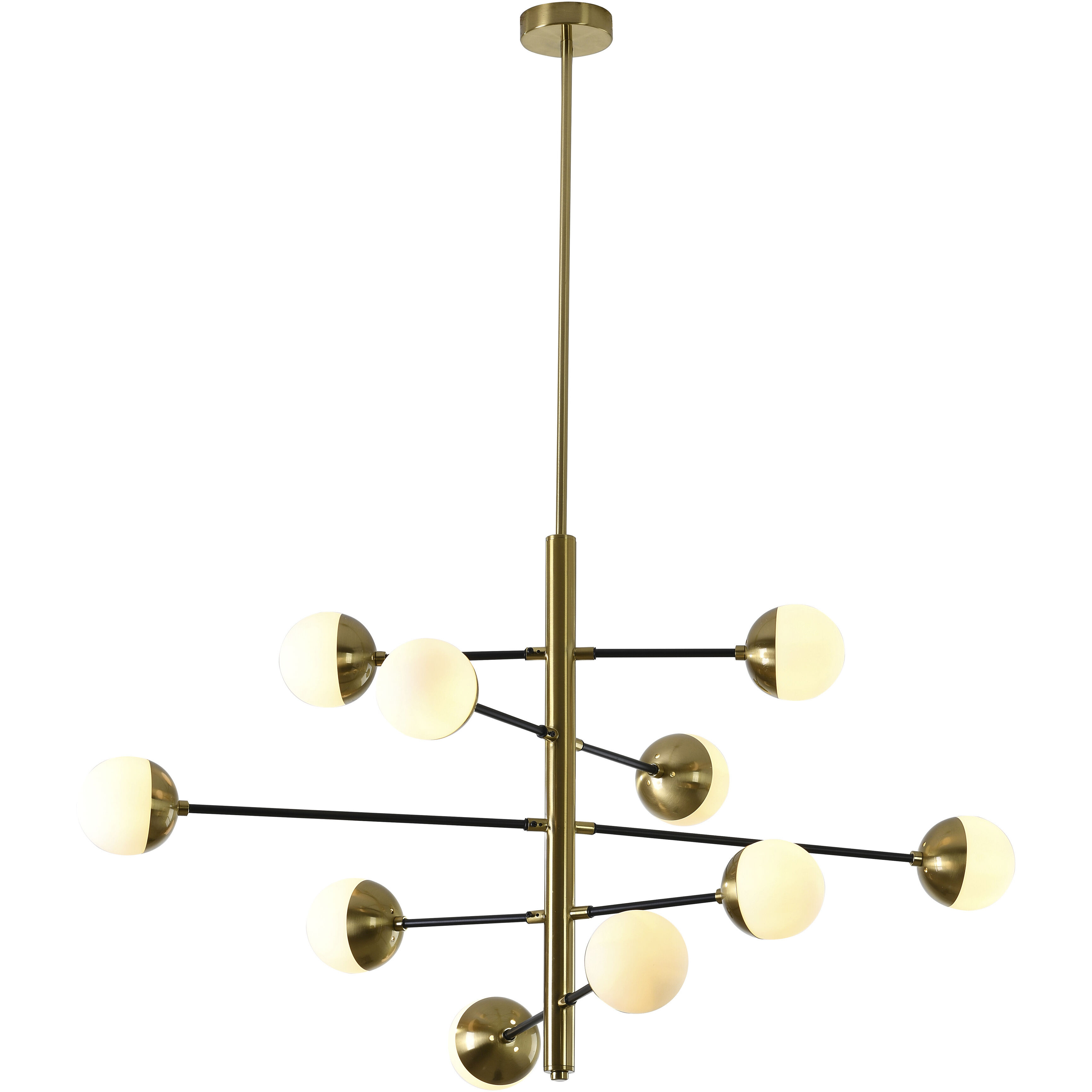Canada 10 Light 39.37 inch Brass and Black Chandelier Ceiling Light