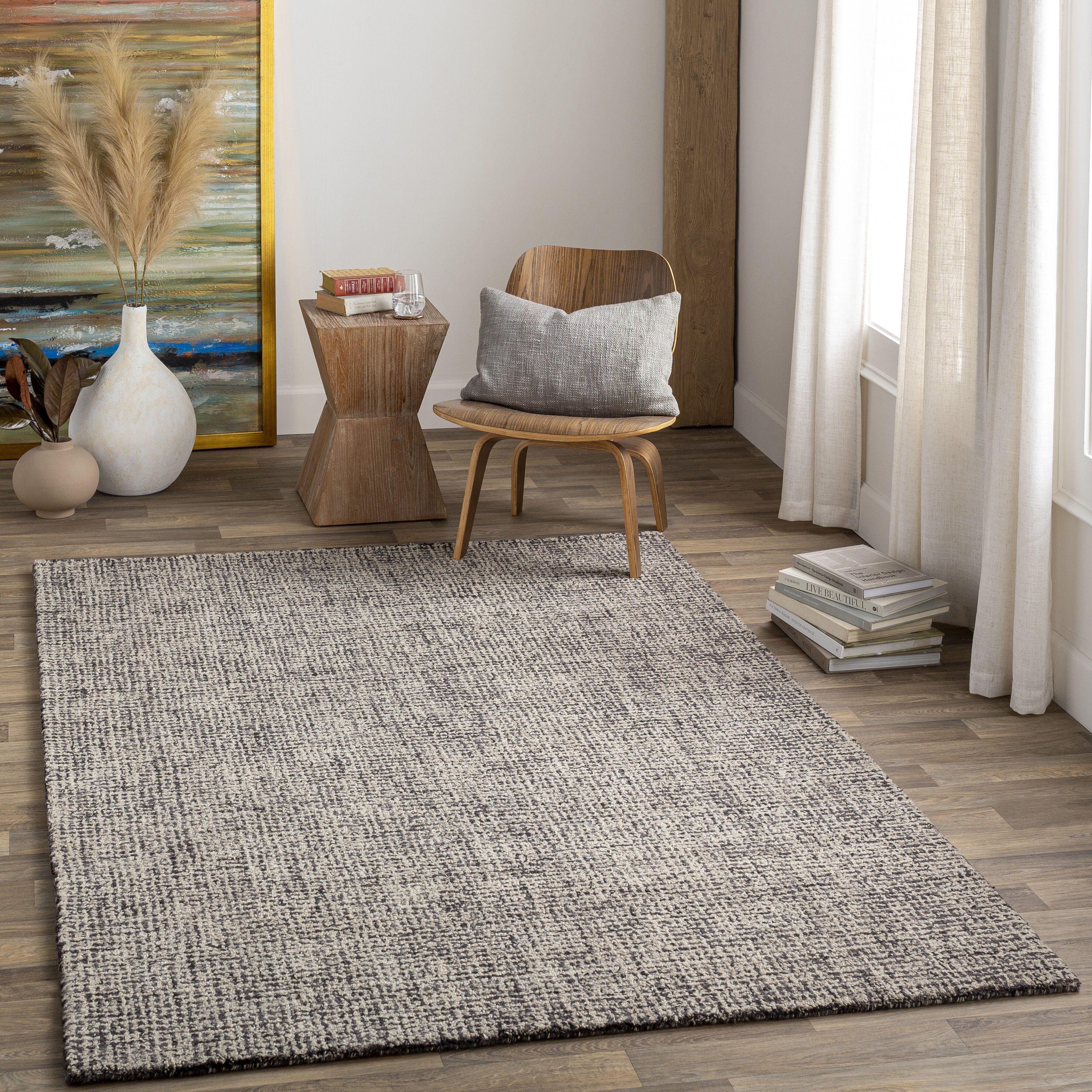 Aiden 90 X 60 inch Ink Blue Rug in 5 x 8, Rectangle