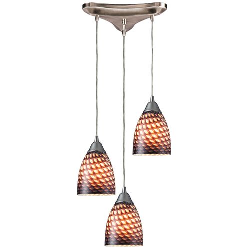 Arco Baleno 3 Light 10 inch Satin Nickel Mini Pendant Ceiling Light in Cocoa