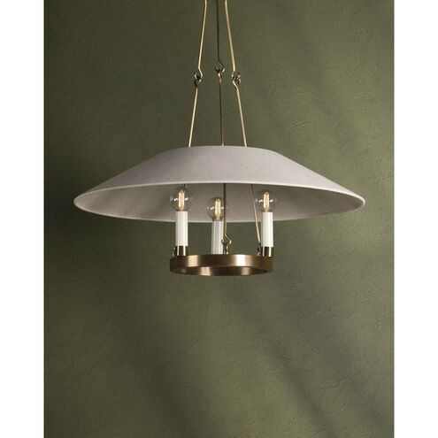 Archive 3 Light 25 inch Patina Brass Chandelier Ceiling Light