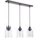Foxwood 3 Light 25 inch Flat Black with Dark Teak Linear Pendant Ceiling Light in Flat Black/Dark Teak