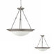 George 3 Light 20 inch Matte Nickel Pendant Ceiling Light in White Faux Alabaster, Convertible Dual Mount