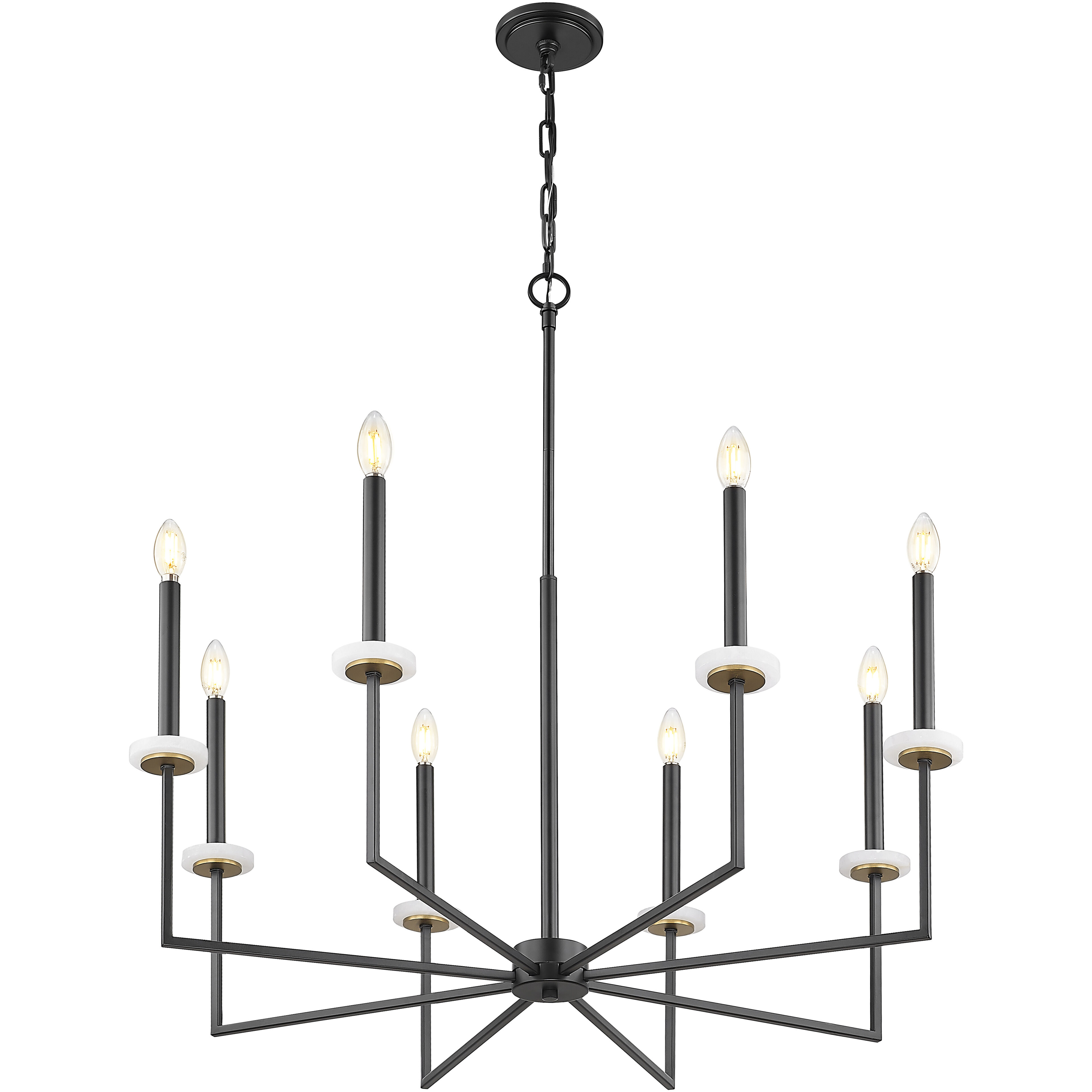 Gaultier 8 Light 35.25 inch Matte Black and Mondern Gold Chandelier Ceiling Light in Matte Black and Modern Gold