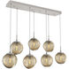Aster Incandescent 7 Light Beige Silver Linear Pendant Ceiling Light in Metallic Beige Silver, Bronze Aster, Multi-Port