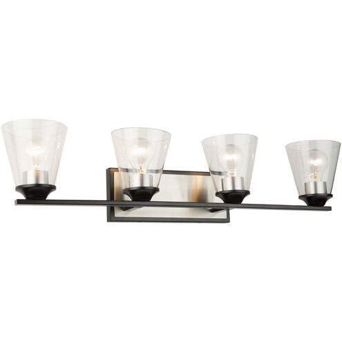 Wheaton 4 Light 31.25 inch Black and Brushed Nickel Vanity Light Wall Light