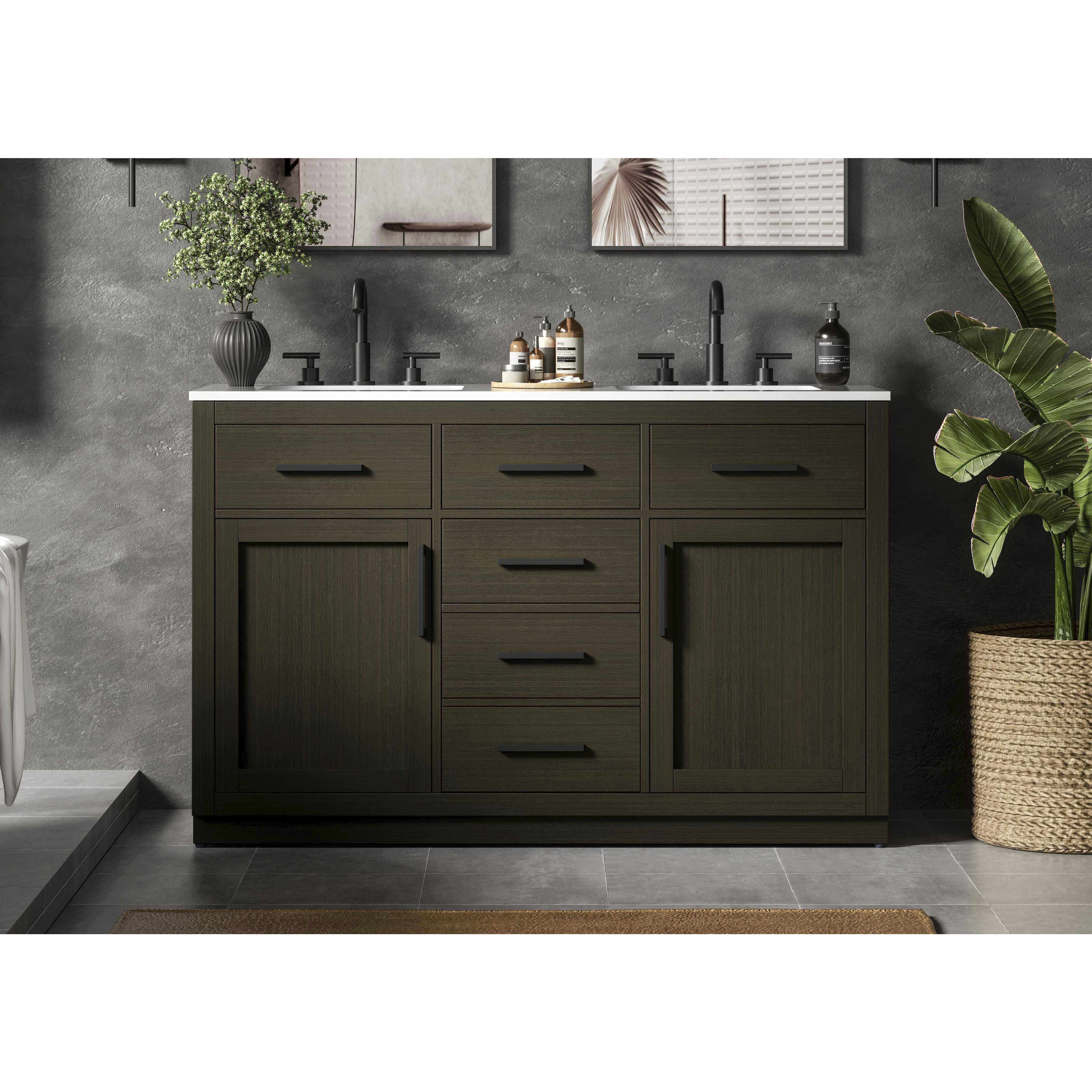 Alden 54 X 35 inch Mocha Brown Bathroom Vanity Cabinet