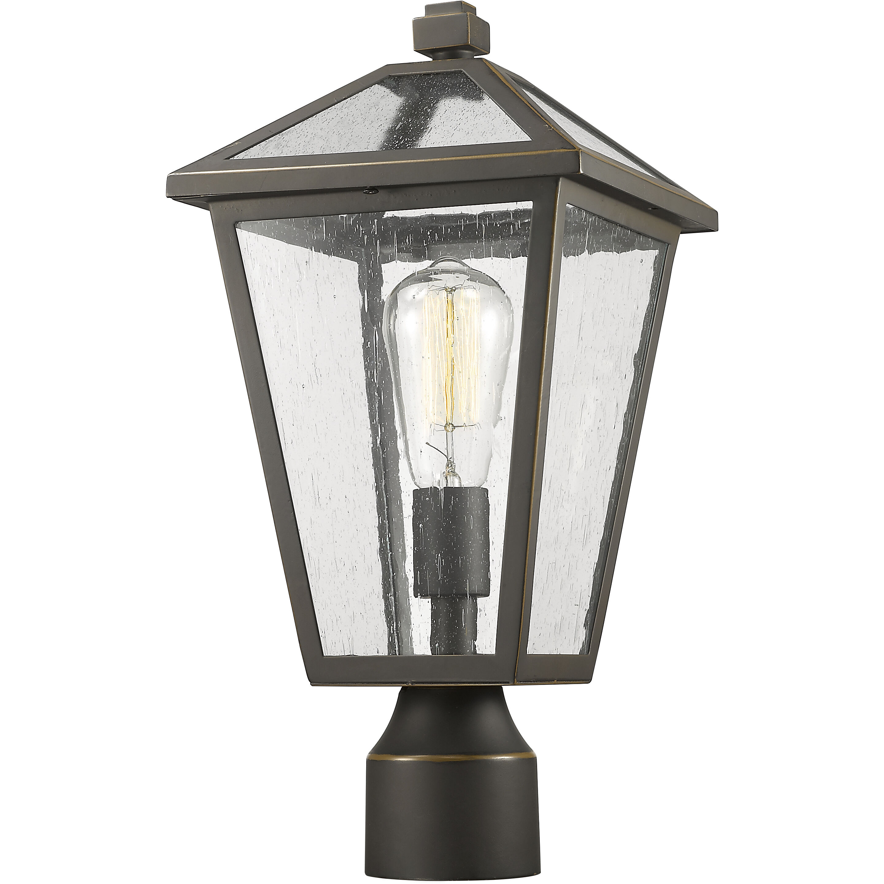 Talbot 1 Light 16.5 inch Oil Rubbed Bronze Outdoor Post Mount Fixture in Seedy Glass