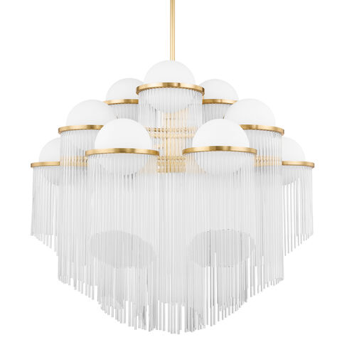 Celestial 12 Light 39 inch Aged Brass Chandelier Ceiling Light