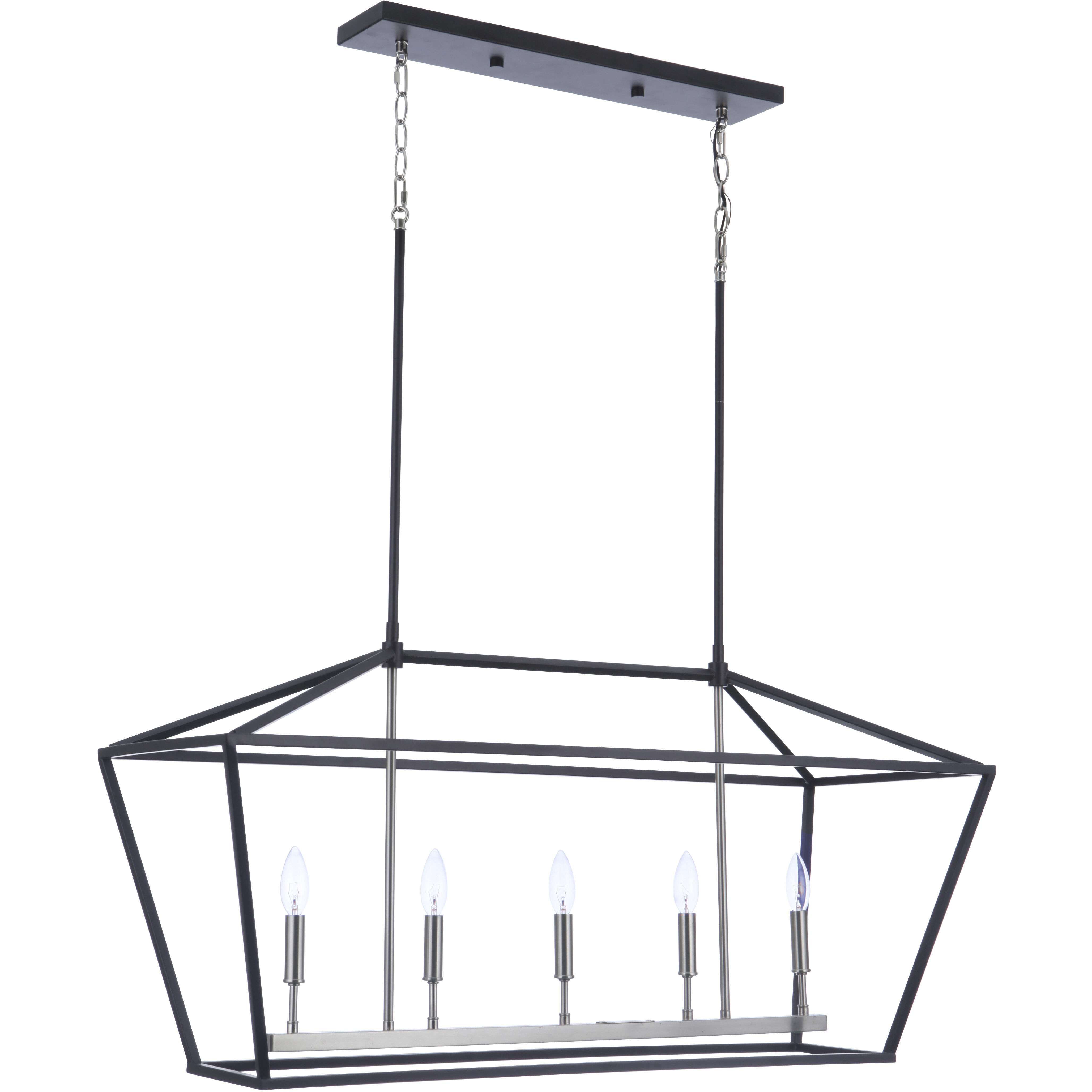 Flynt II Island Light Ceiling Light in Flat Black/Brushed Polished Nickel