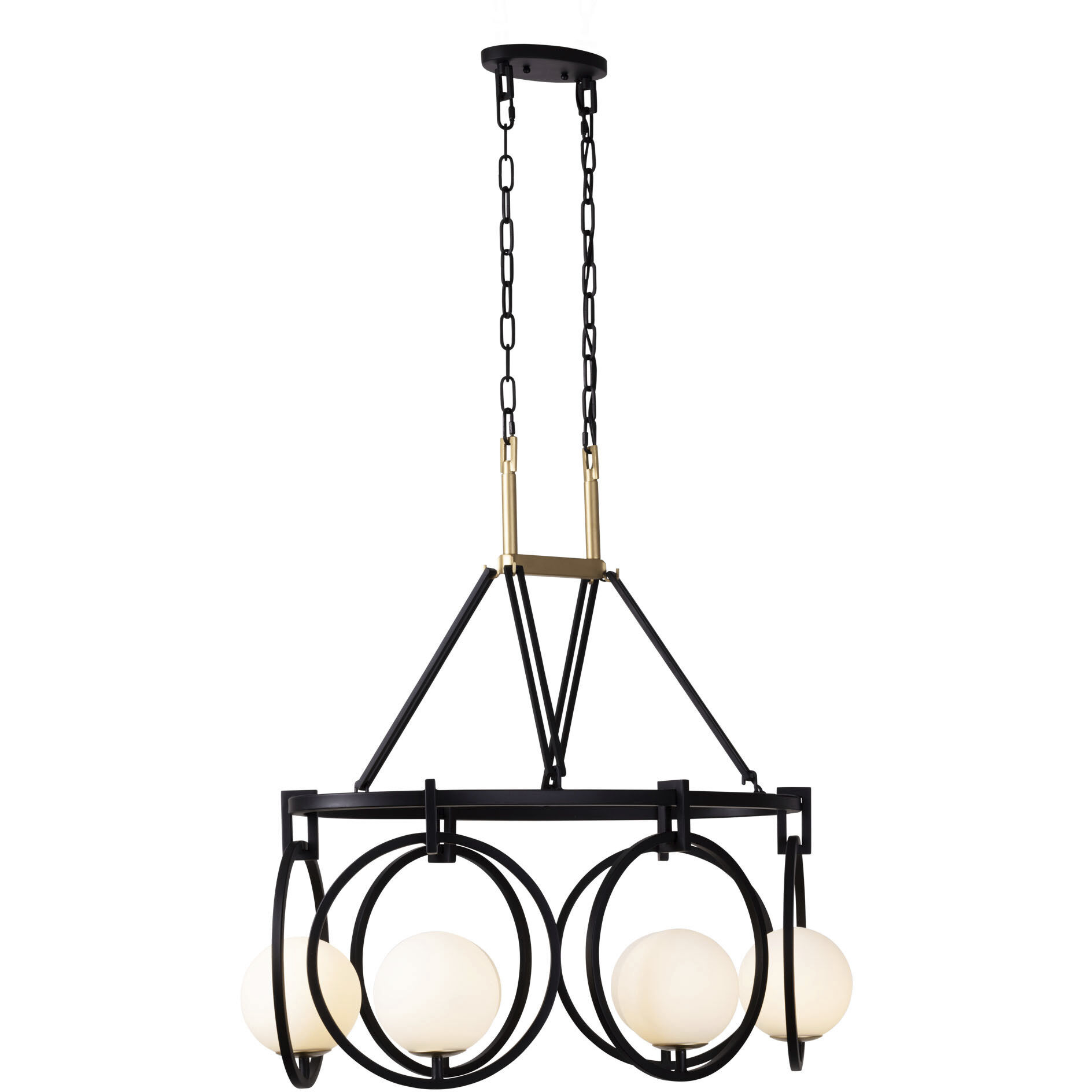 Stopwatch 6 Light 34.5 inch Matte Black and French Gold Linear Pendant Ceiling Light