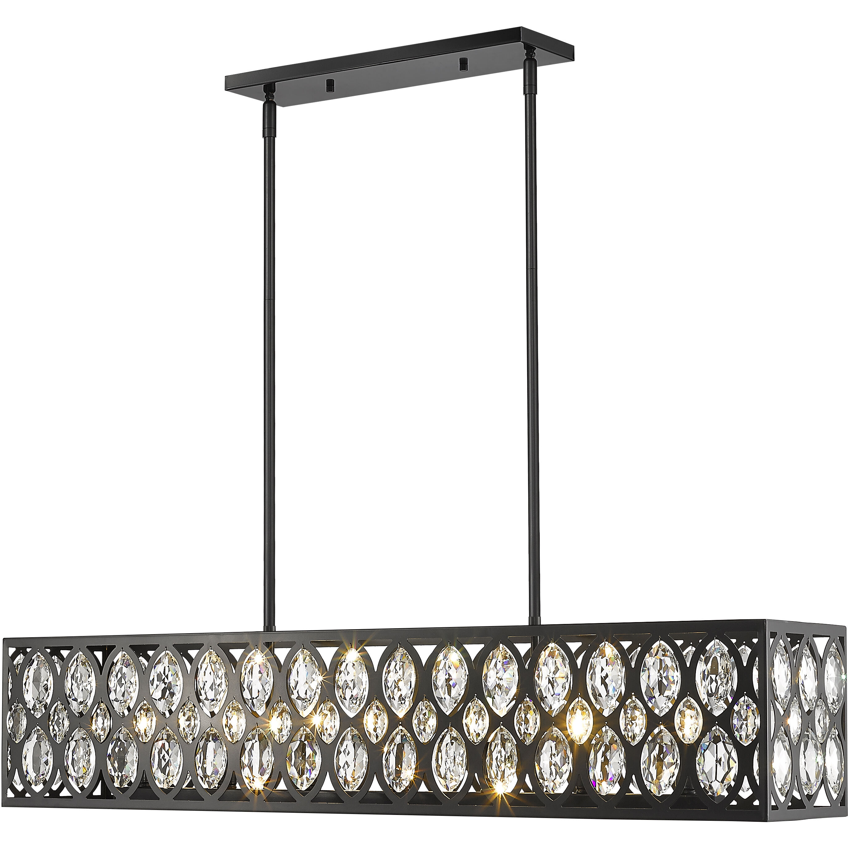 Dealey 7 Light 42.75 inch Matte Black Linear Chandelier Ceiling Light
