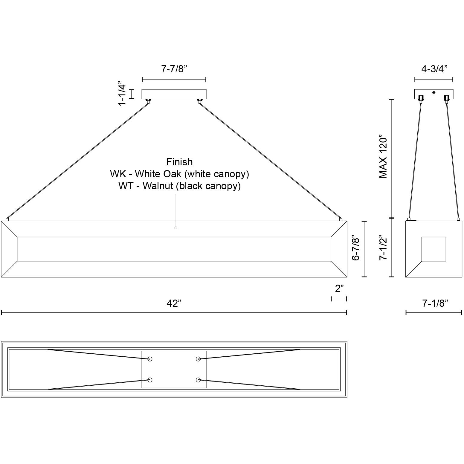 Morina LED 42 inch White Oak Linear Pendant Ceiling Light
