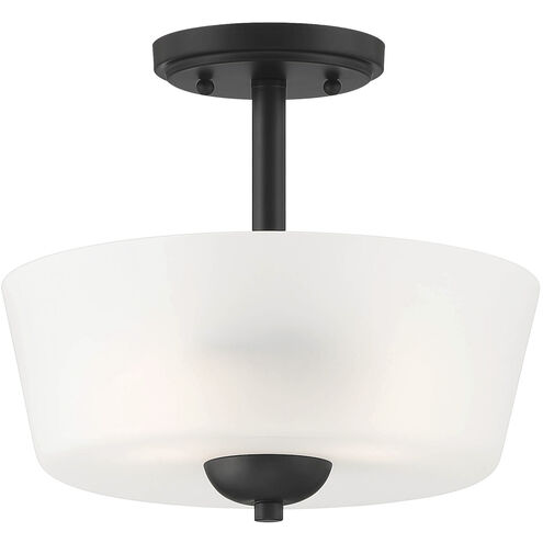 Malone 2 Light 12 inch Matte Black Semi-Flush Ceiling Light