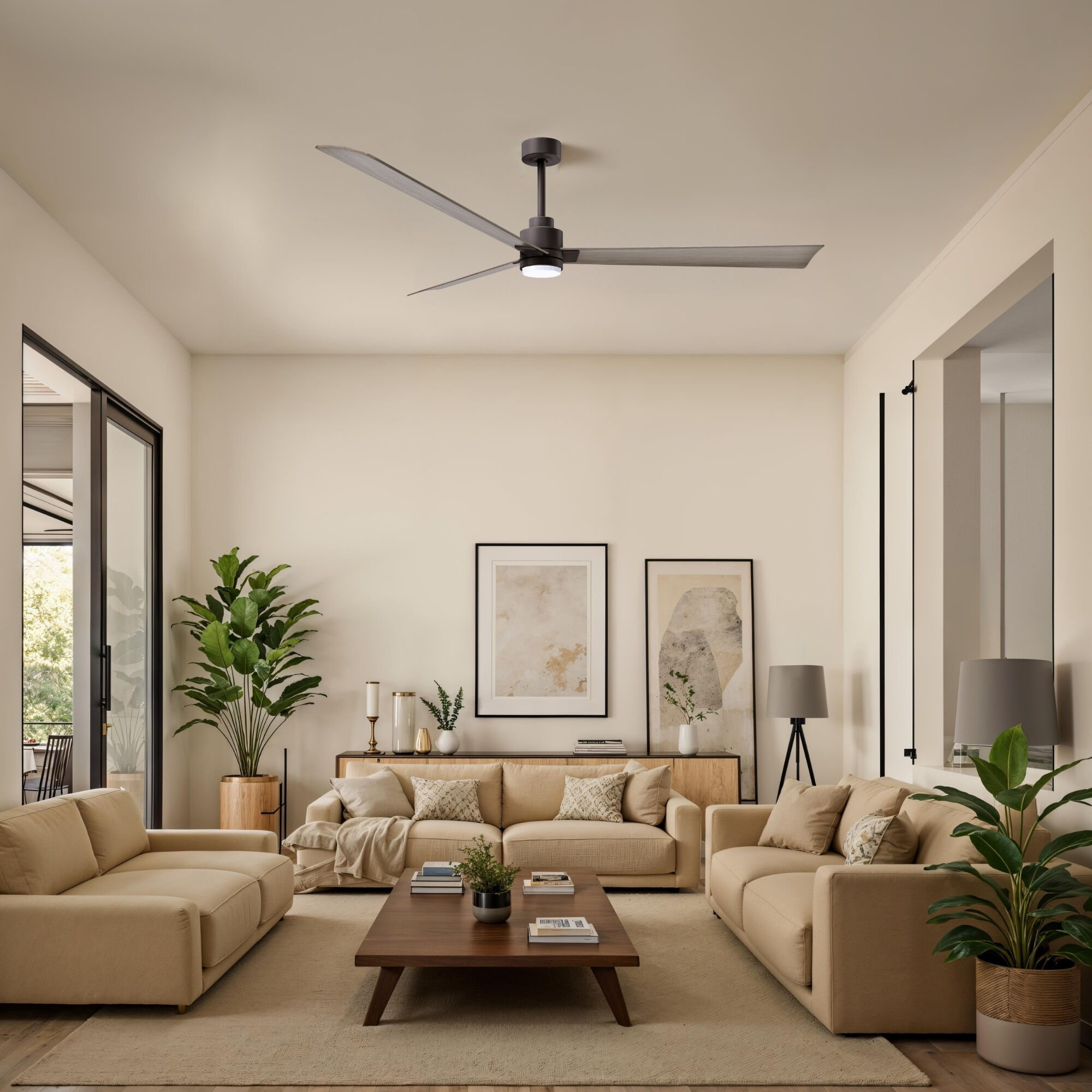 Atlas Alessandra - LK 72 inch Textured Bronze with Gray Ash Tone Blades Ceiling Fan