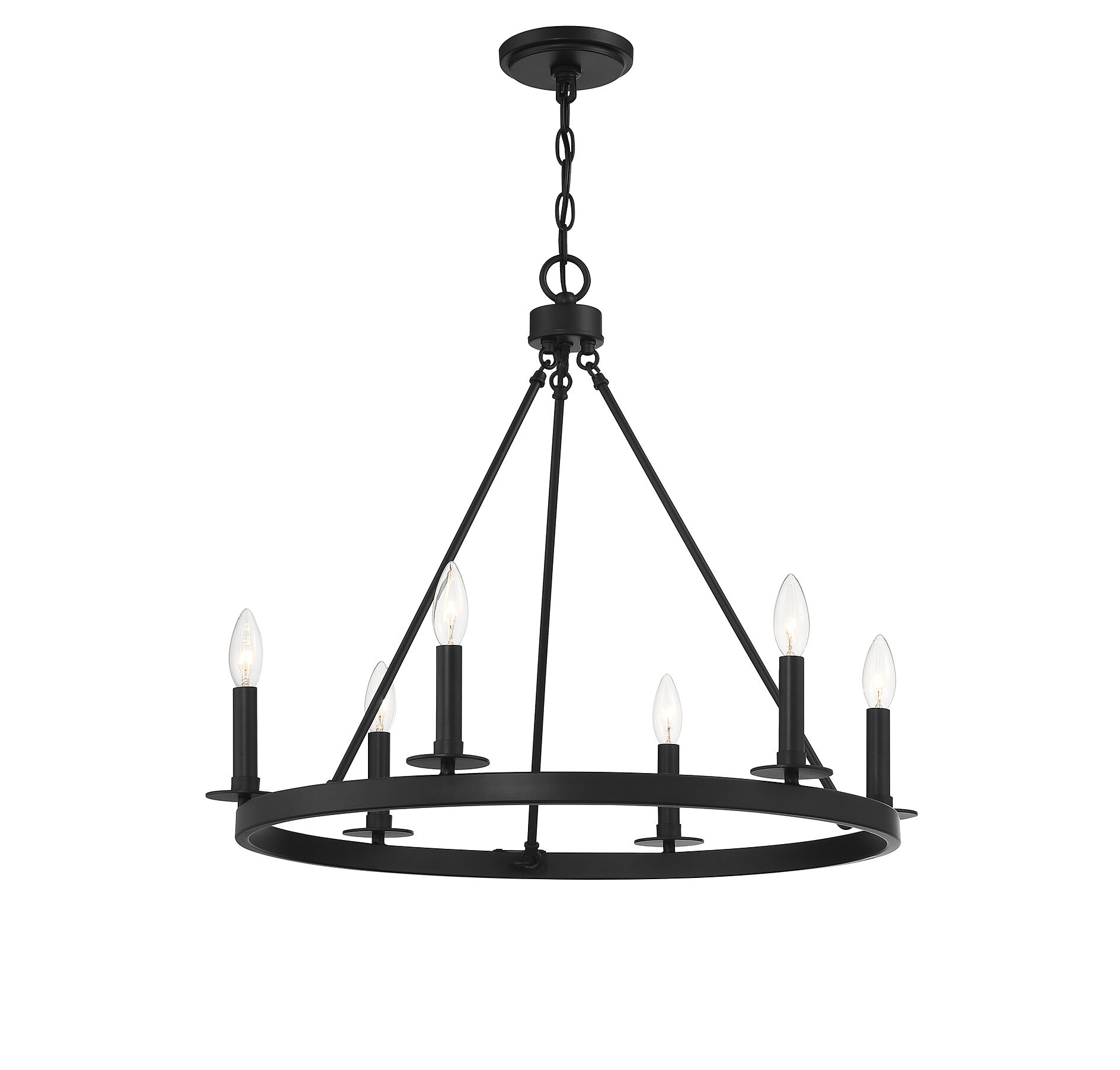 Traditional 6 Light 26 inch Matte Black Chandelier Ceiling Light