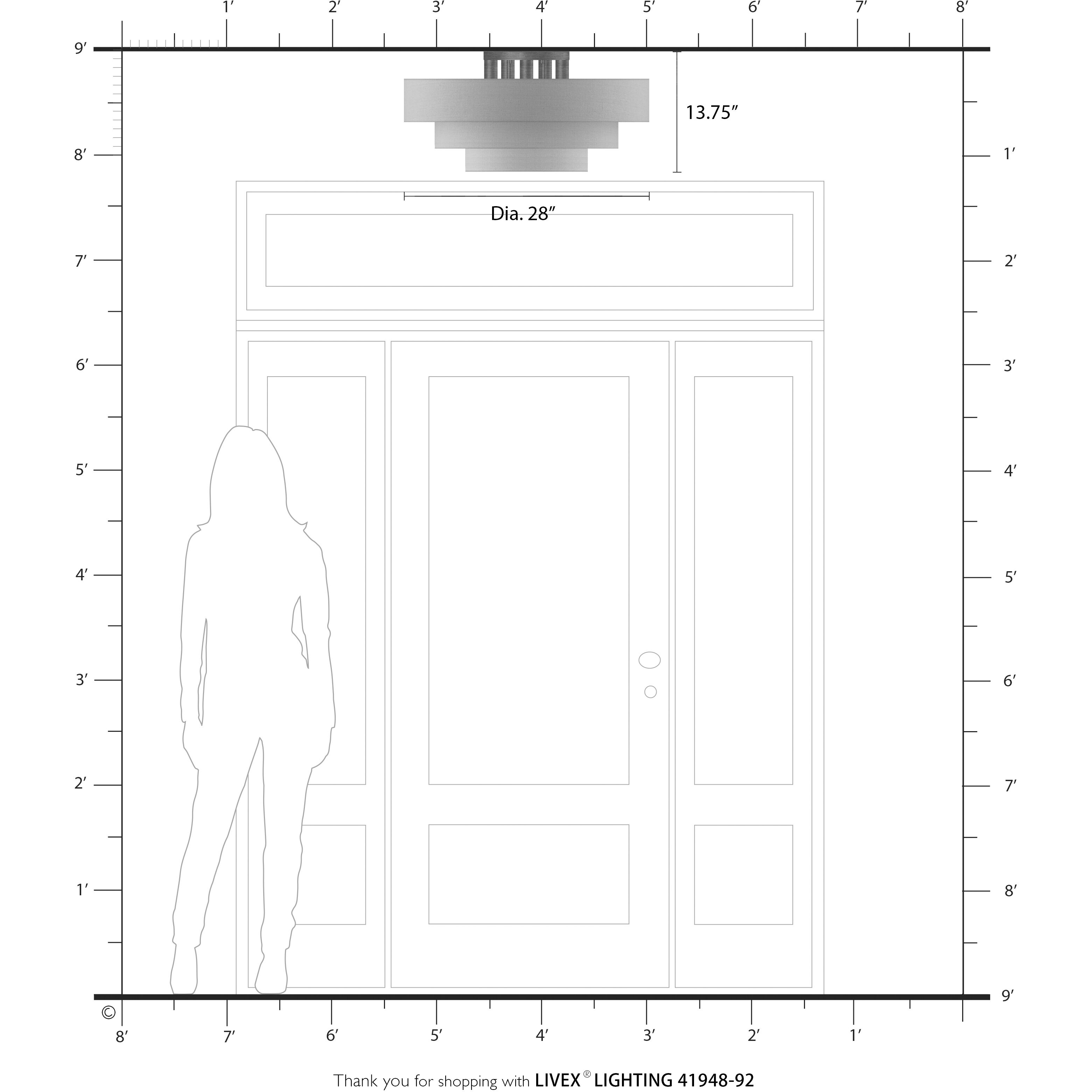 Manorwood 5 Light 28 inch English Bronze Semi Flush Mount Ceiling Light, Extra Large