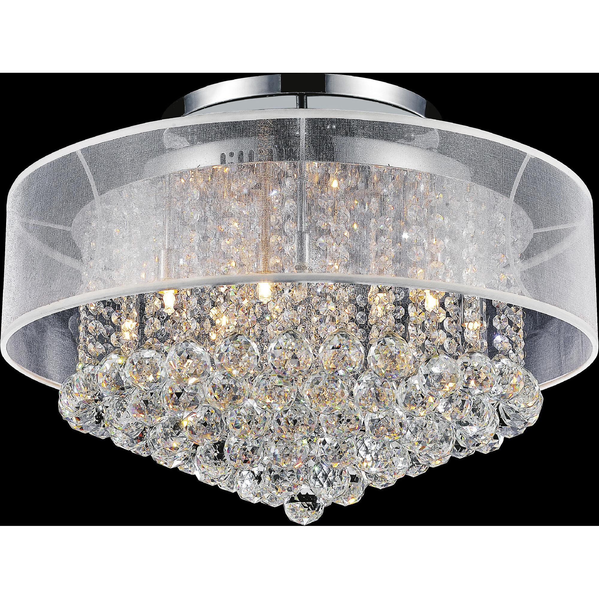 Radiant 12 Light 24 inch Chrome Drum Shade Flush Mount Ceiling Light in White
