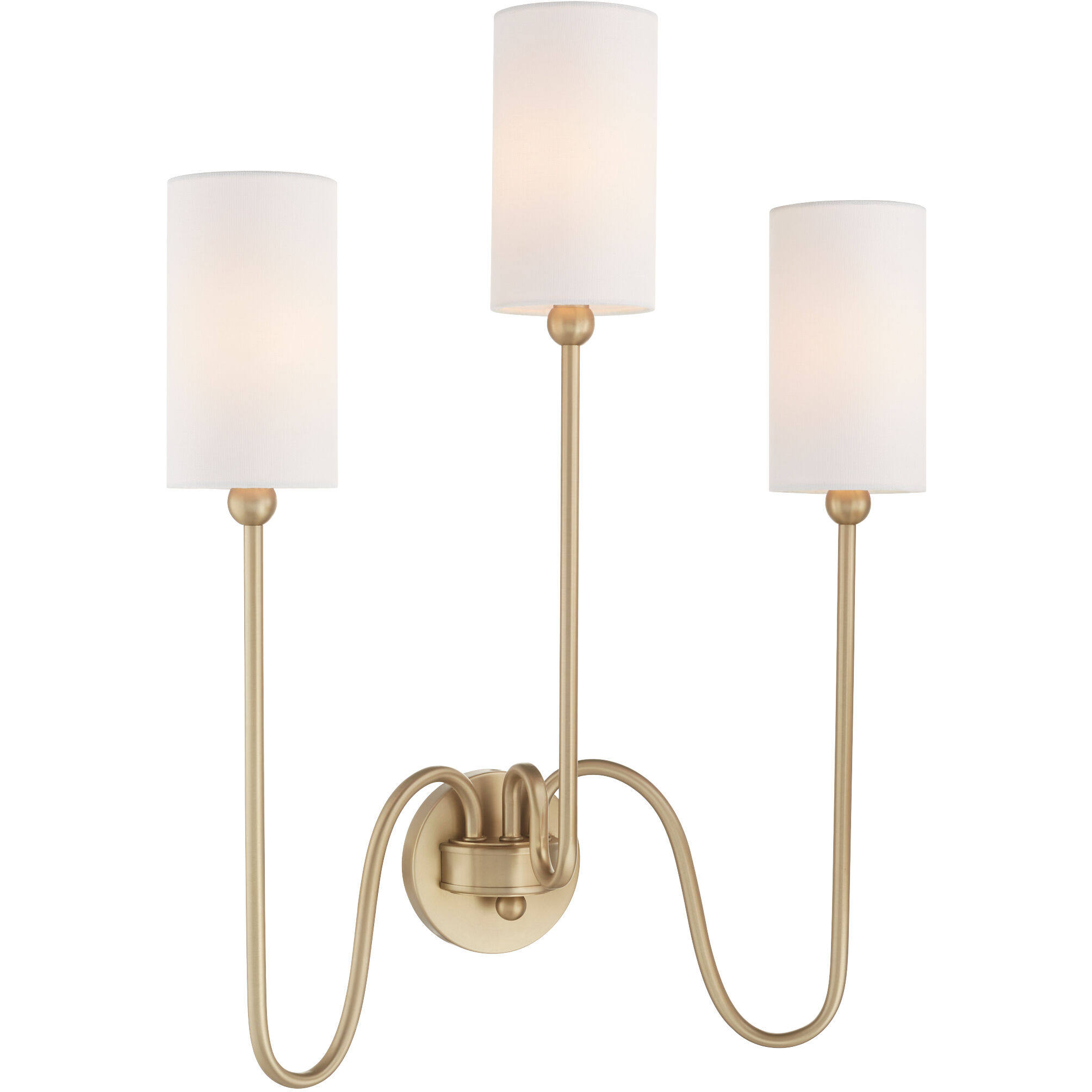 Charlotte 3 Light 20 inch Aged Brass Wall Mount Wall Light
