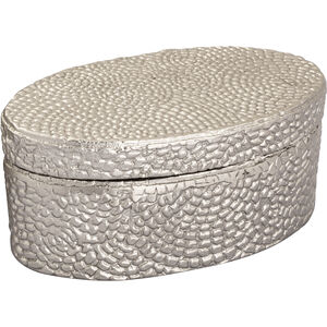 Oval Pebble 8 X 4 inch Antique Nickel Box, Small