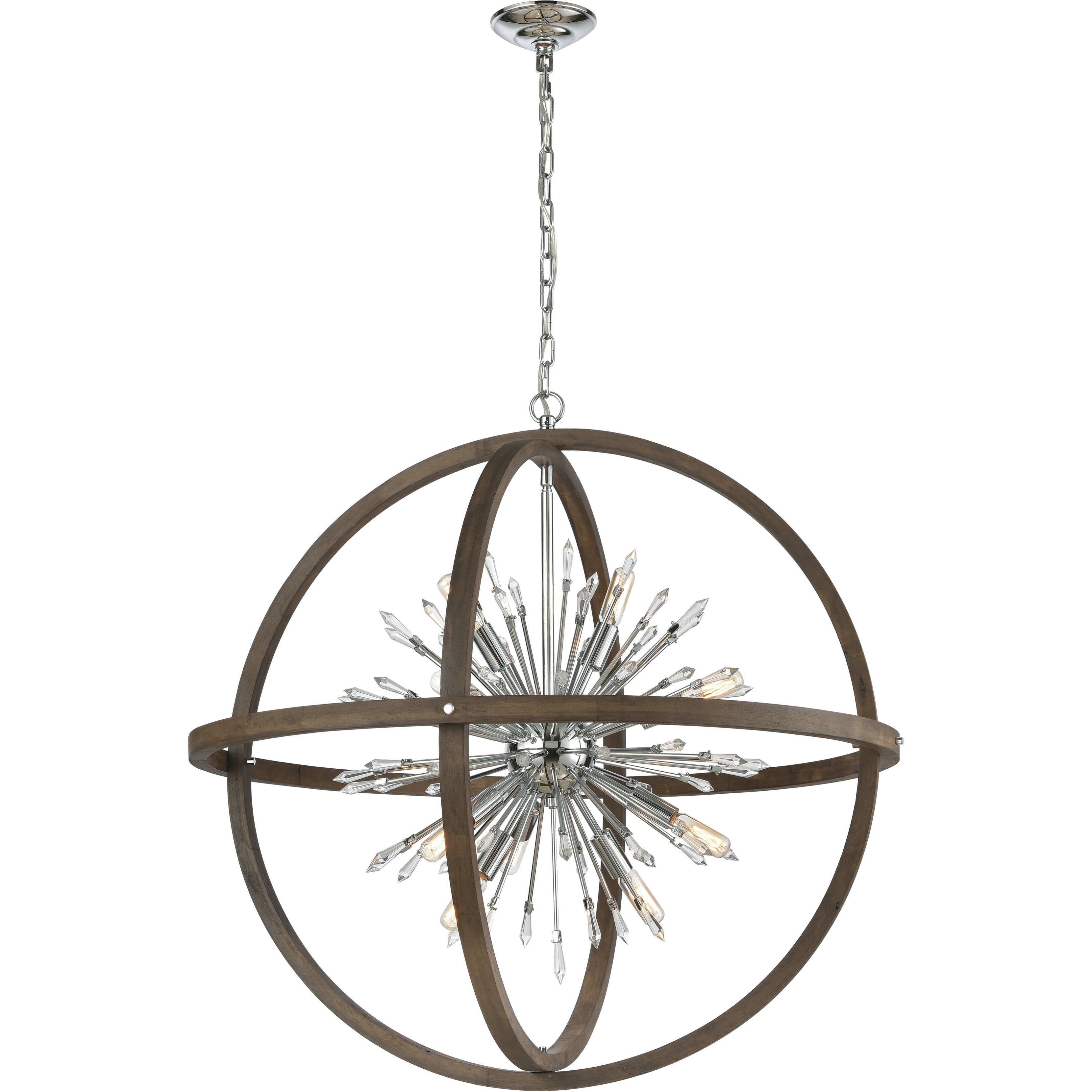 Morning Star 6 Light 19.5 inch Brown with Chrome and Clear Chandelier Ceiling Light