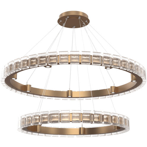 Tessera LED Novel Brass Chandelier Ceiling Light, Two-Tier Ring