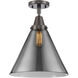 Franklin Restoration X-Large Cone 1 Light 12 inch Oil Rubbed Bronze Flush Mount Ceiling Light in Light Smoke Glass