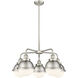 Ballston Urban 5 Light 24.5 inch Satin Nickel Chandelier Ceiling Light in Matte White Glass