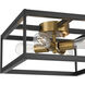 Nikki 4 Light 15 inch Black and Antique Brushed Brass Flush Mount Ceiling Light