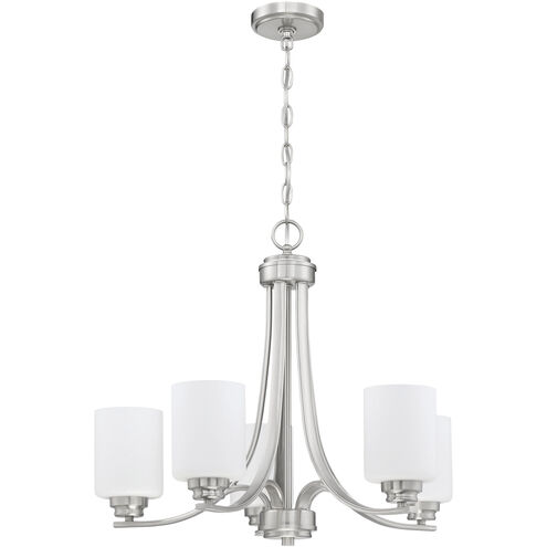 Neighborhood Bolden 5 Light 24 inch Brushed Polished Nickel Chandelier Ceiling Light in White Frost Glass, Neighborhood Collection
