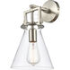 Newton Cone 1 Light 8 inch Satin Nickel Sconce Wall Light in Clear Glass