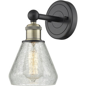 Conesus 1 Light 6 inch Black Antique Brass and Clear Crackle Sconce Wall Light