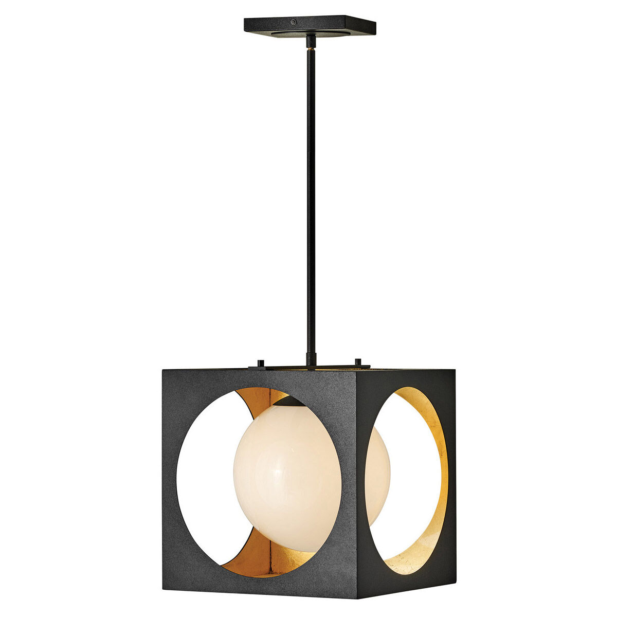 Fredrick Ramond FR33007ABK Vega 1 Light 13 inch Anvil Black Gilded Gold Pendant Ceiling Light