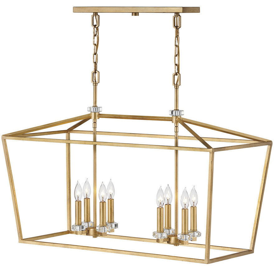 Stinson 8 Light 34 inch Distressed Brass Indoor Linear Chandelier Ceiling Light