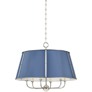 Cambridge 6 Light 28.5 inch Polished Nickel/Soft French Blue Chandelier Ceiling Light