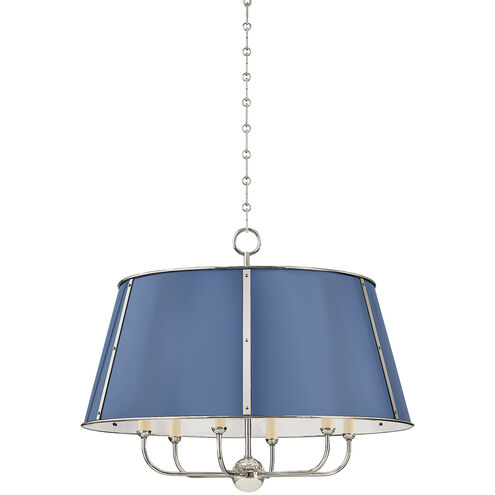 Cambridge 6 Light 28.5 inch Polished Nickel/Soft French Blue Chandelier Ceiling Light