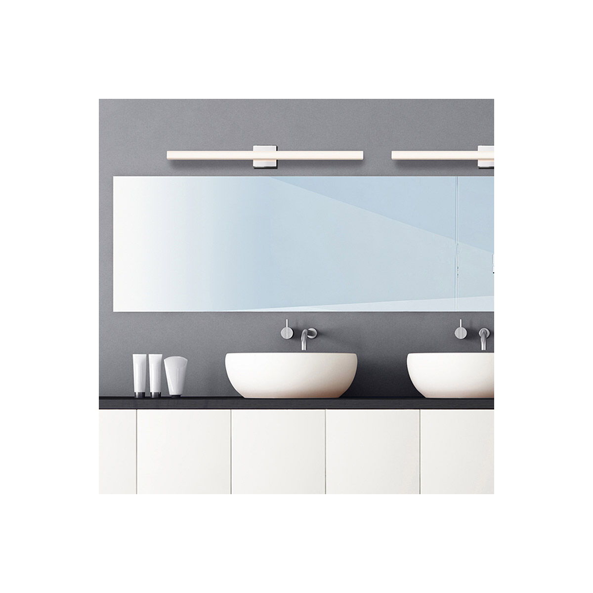 Square Bar LED 32 inch Satin Nickel Bath Bar Wall Light in 32.00 in.