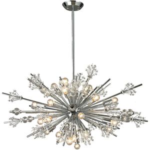 Starburst 24 Light 36 inch Polished Chrome Chandelier Ceiling Light