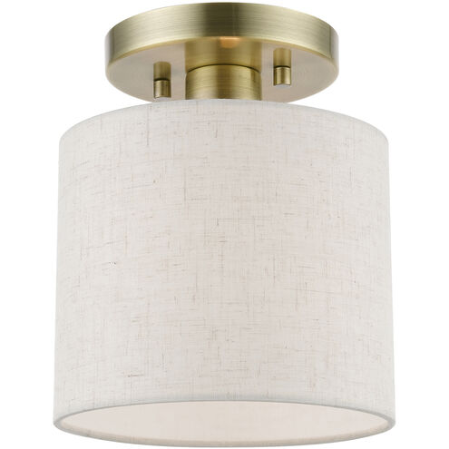 Blossom 1 Light 7 inch Antique Brass Semi-Flush Ceiling Light, Petite