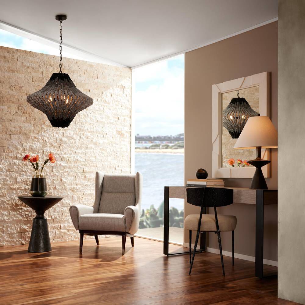 Paradisa 3 Light 30 inch Black and Gray Ombre with Bronze Chandelier Ceiling Light