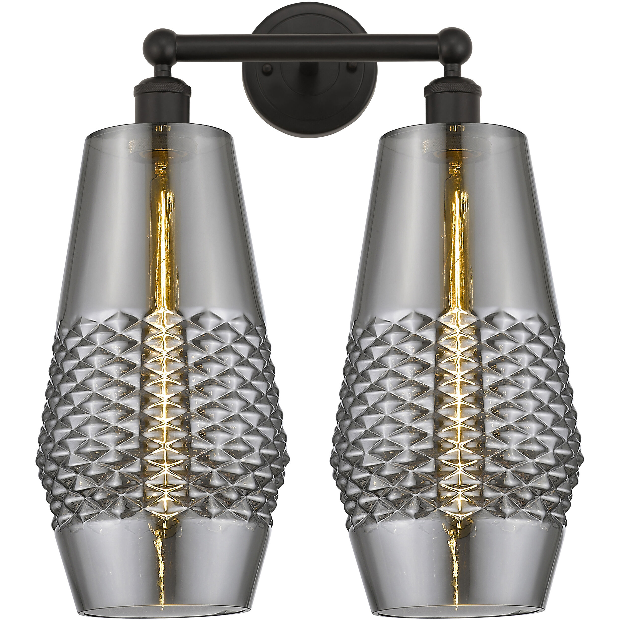 Windham 2 Light 16 inch Oil Rubbed Bronze Bath Vanity Light Wall Light in Smoked Glass