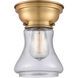 Aditi Bellmont 1 Light 6 inch Brushed Brass Flush Mount Ceiling Light in Seedy Glass, Aditi