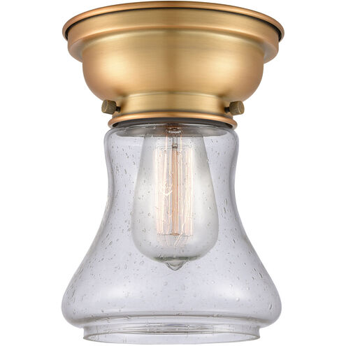 Aditi Bellmont 1 Light 6 inch Brushed Brass Flush Mount Ceiling Light in Seedy Glass, Aditi