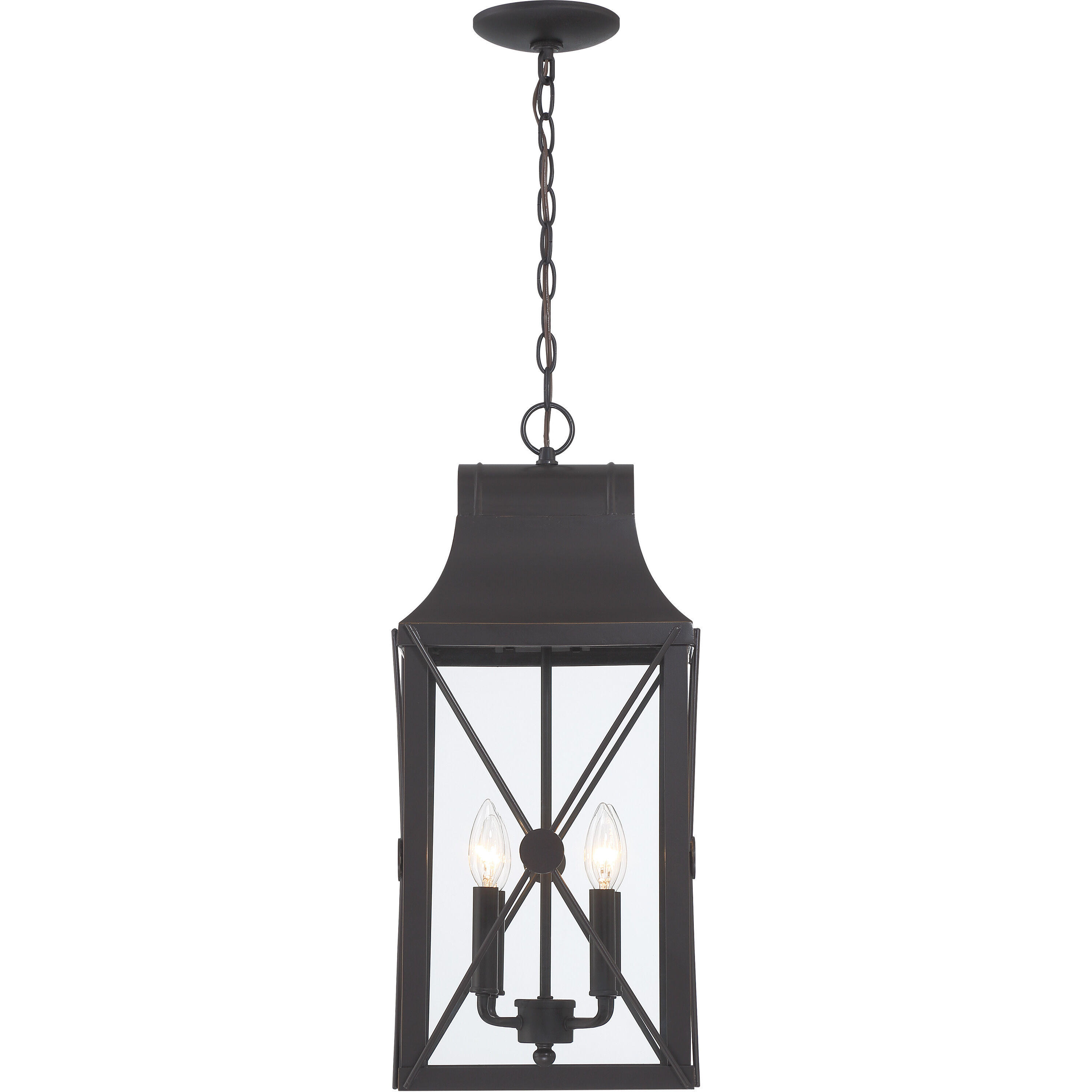 De Luz 4 Light 10.5 inch Oil Rubbed Bronze/Gold Outdoor Chain Hung, The Great Outdoors