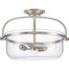 Wentworth 3 Light 17 inch Brushed Nickel Semi Flush Mount Ceiling Light