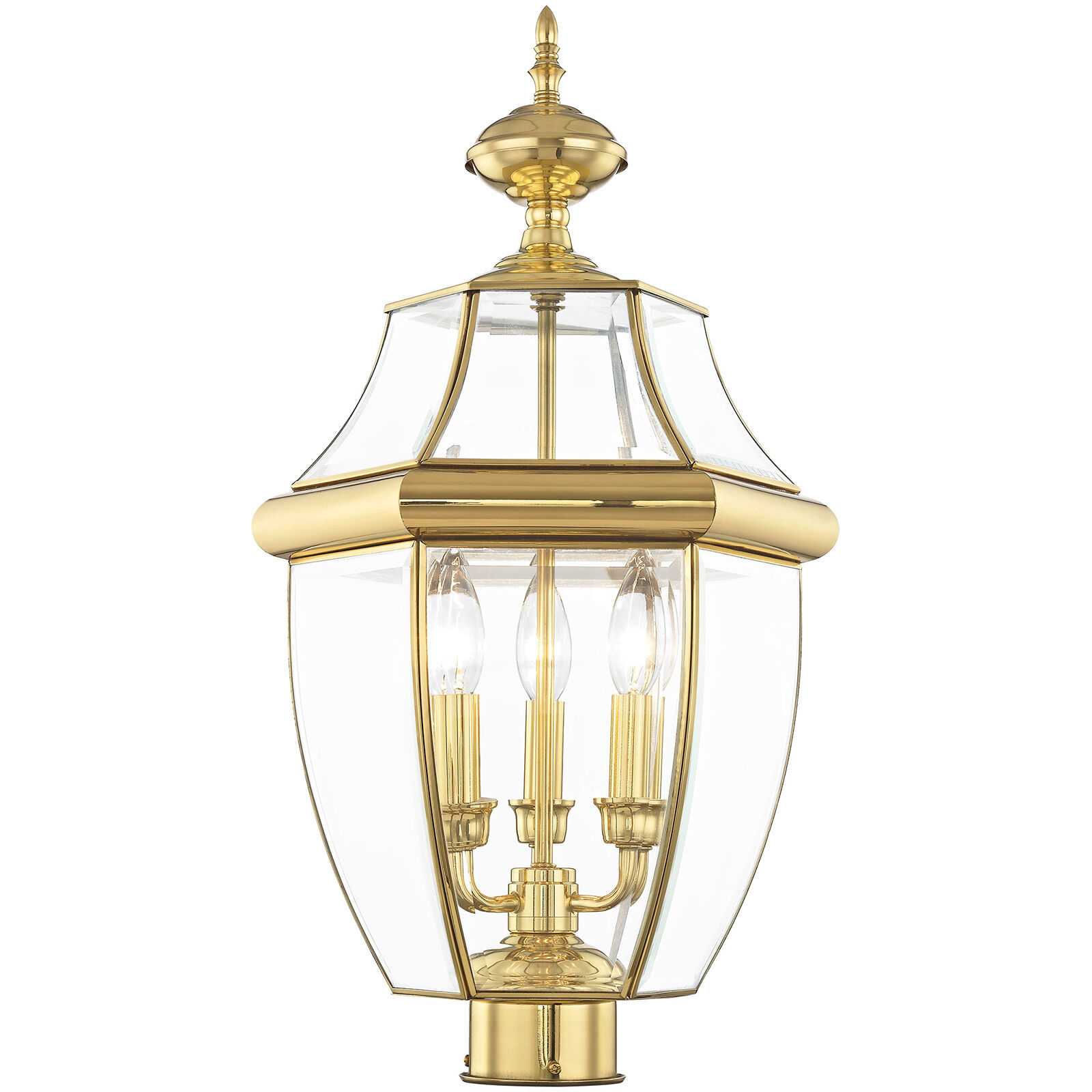 Monterey 3 Light 23.5 inch Polished Brass Outdoor Post Top Lantern